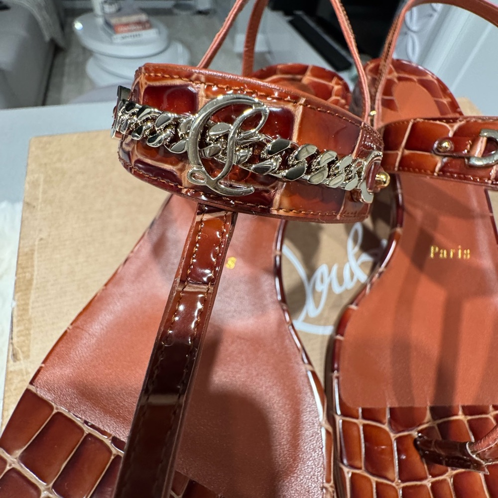 Just Queen 55 Croc-Embossed Sandals - Picture 7 of 15